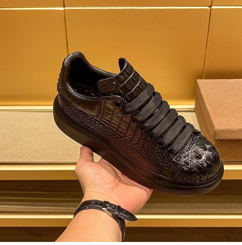 Breathable Mesh Athletic Shoes - 2025 summer crocodile print black men's