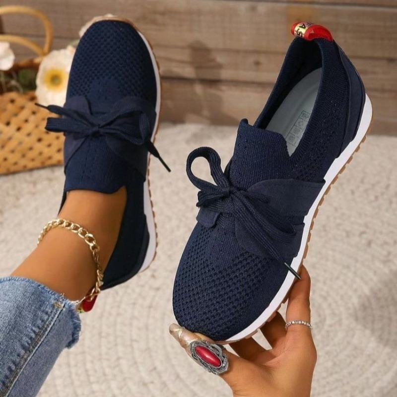 New Black Knit Breathable Wome - огляд і ціна Knit Fabric Lace Up Sneakers