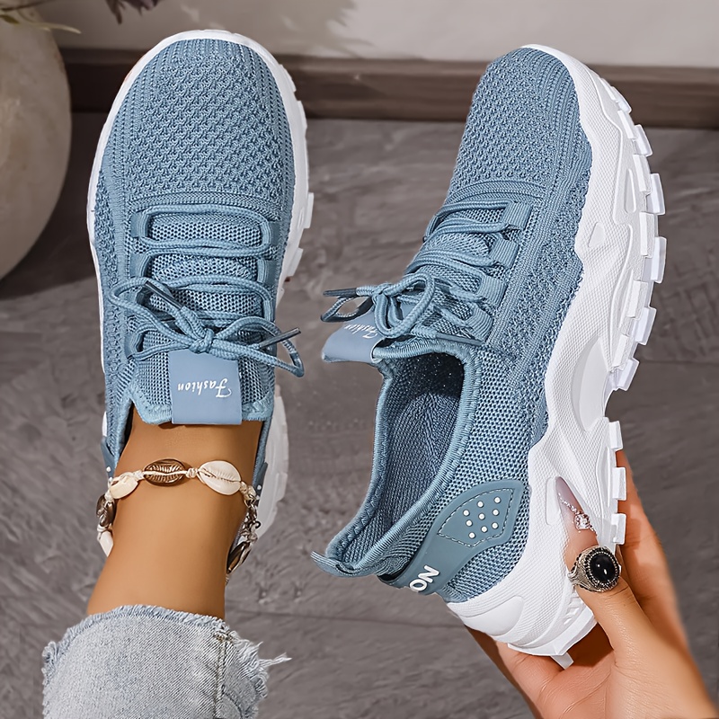Breathable Knit Sneakers Fashi - огляд і ціна Knit Fabric Lace Up Sneakers