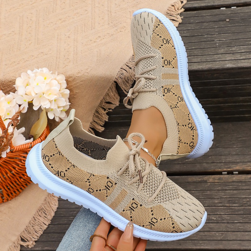 2026 New Lace Up Round Women's - огляд і ціна Knit Fabric Lace Up Sneakers